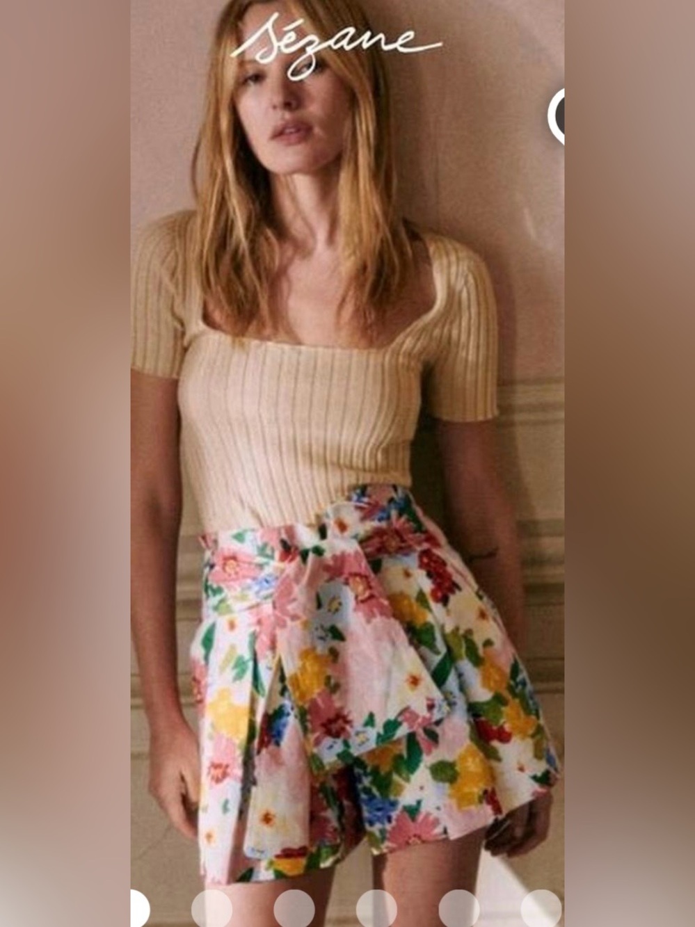 Sezane Floral Tie-Waist Skort - Pink Multi